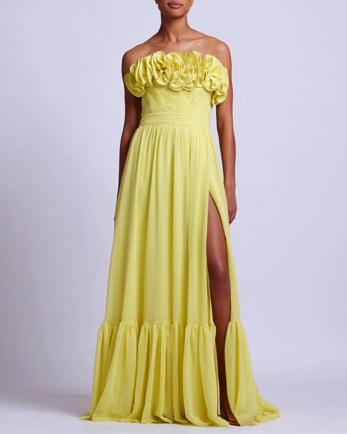 Dresses and Jumpsuits Women Patbo Pleated Strapless Maxi Dress Lemon