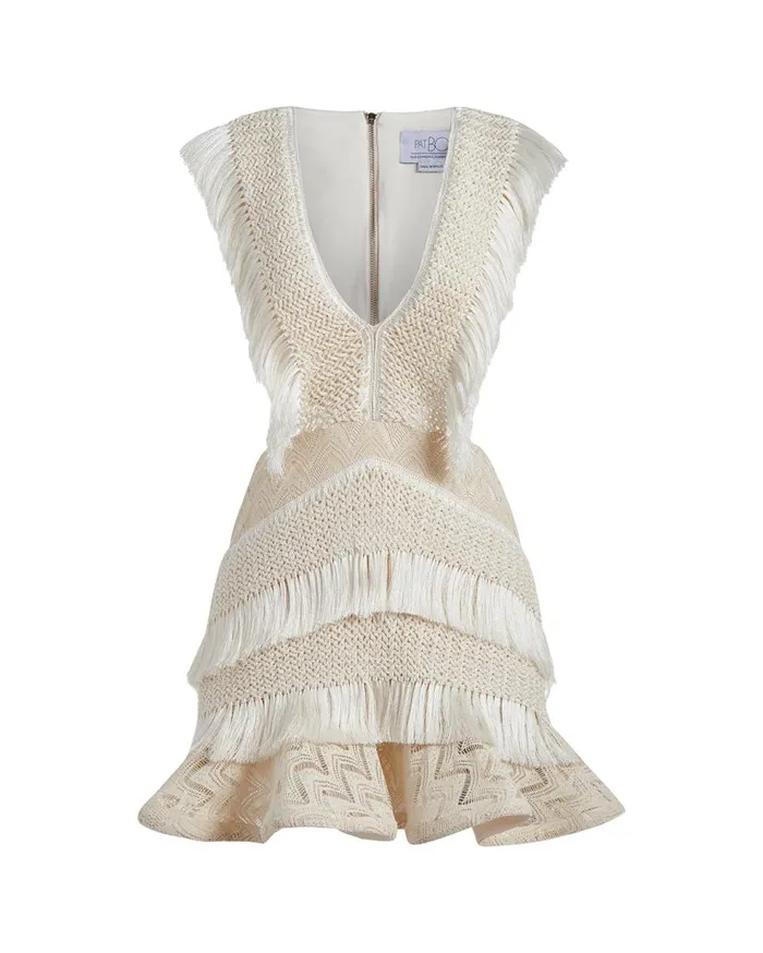 Dresses and Jumpsuits Women Patbo Plunge Fringe Trim Mini Dress Sandstone