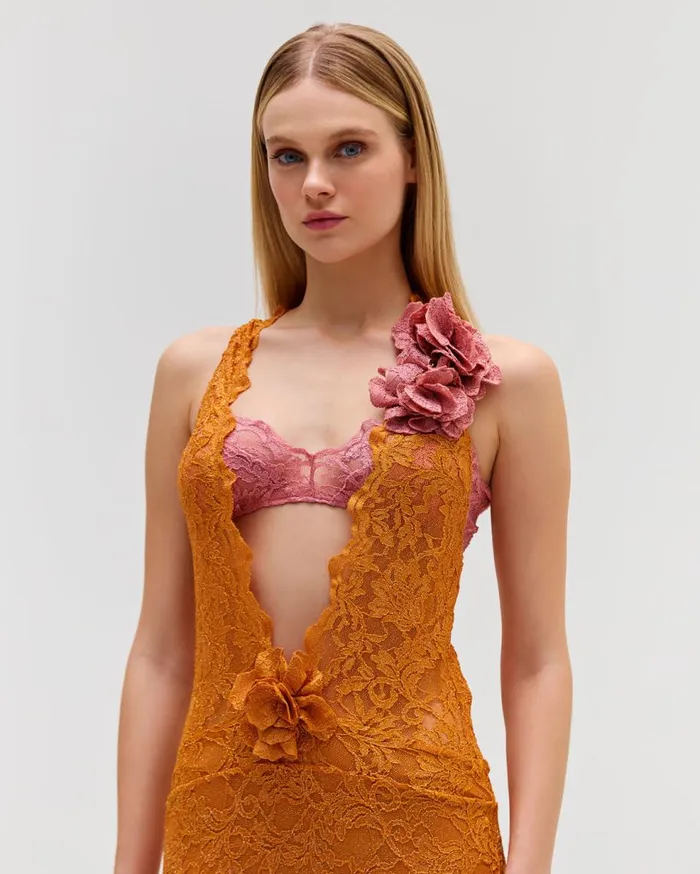 Dresses and Jumpsuits Women Patbo Plunge Lace Mini Dress Tangerine