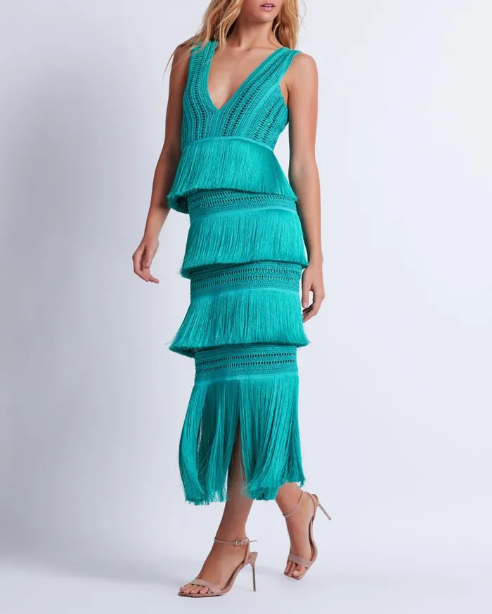 Dresses and Jumpsuits Women Patbo Plunging Fringe Midi Dress Curaao