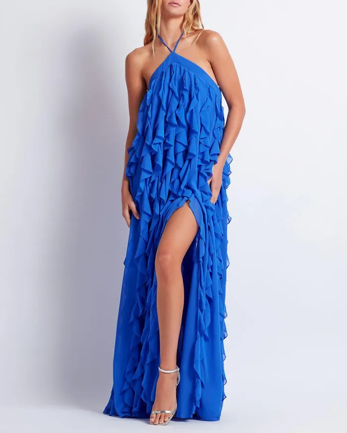 Dresses and Jumpsuits Women Patbo Ruffle Halterneck Maxi Dress Ultramarine