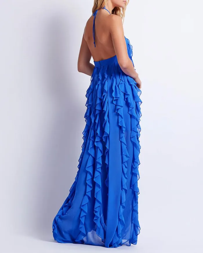 Dresses and Jumpsuits Women Patbo Ruffle Halterneck Maxi Dress Ultramarine