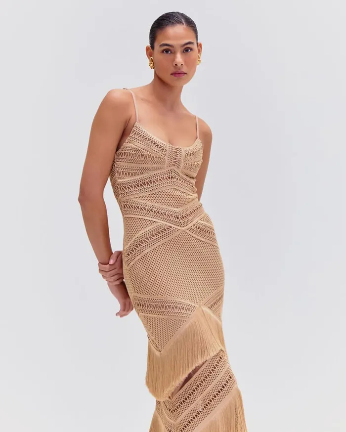 Dresses and Jumpsuits Women Patbo Sleeveless Fringe Maxi Dress Gold