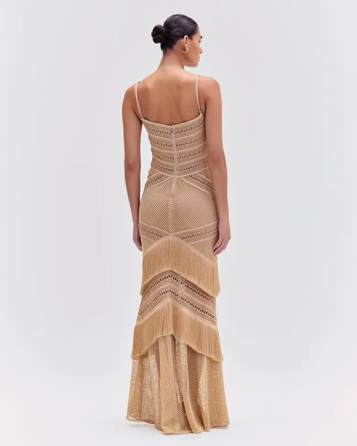 Dresses and Jumpsuits Women Patbo Sleeveless Fringe Maxi Dress Gold