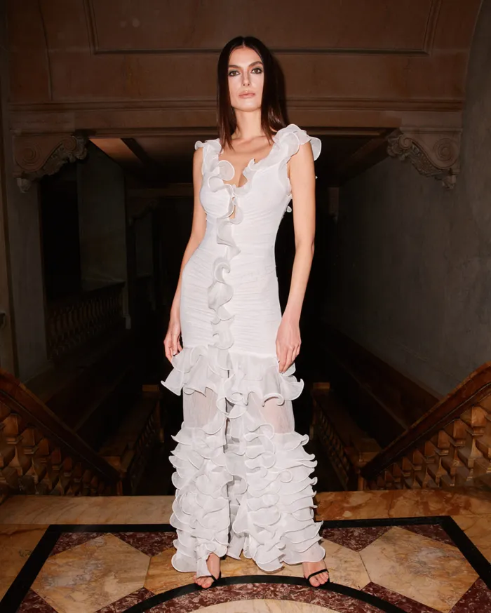 Dresses and Jumpsuits Women Patbo Stretch Tulle Maxi Dress White