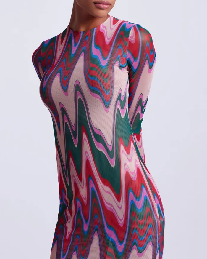 Dresses and Jumpsuits Women Patbo Wave Printed Tulle Maxi Dress Multi