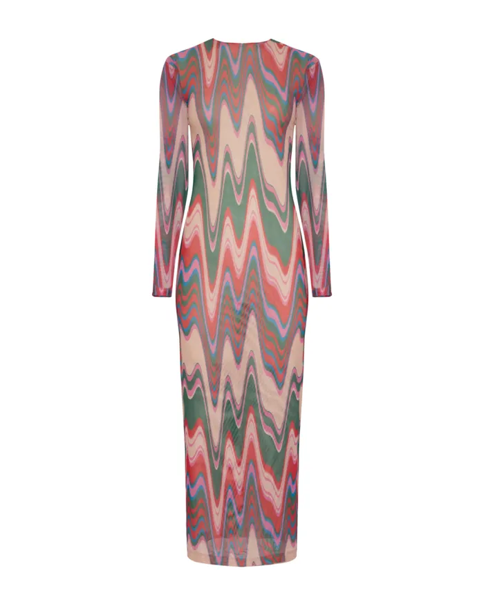 Dresses and Jumpsuits Women Patbo Wave Printed Tulle Maxi Dress Multi