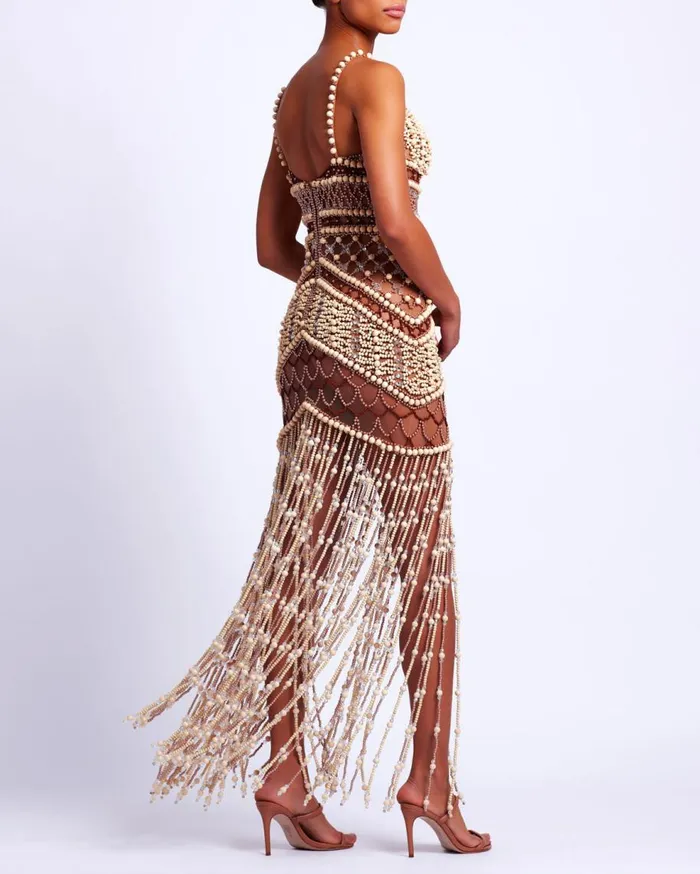 Dresses and Jumpsuits Women Patbo Wood And Crystal Beaded Gown Natural Dresses and Jumpsuits Women Patbo Wood And Crystal Beaded Gown Natural