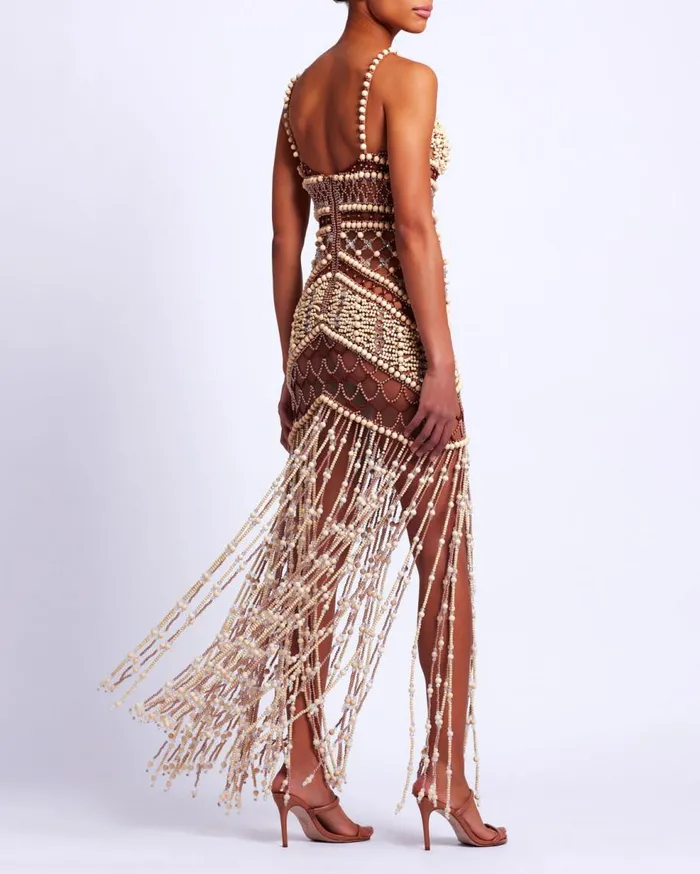 Dresses and Jumpsuits Women Patbo Wood And Crystal Beaded Gown Natural Dresses and Jumpsuits Women Patbo Wood And Crystal Beaded Gown Natural