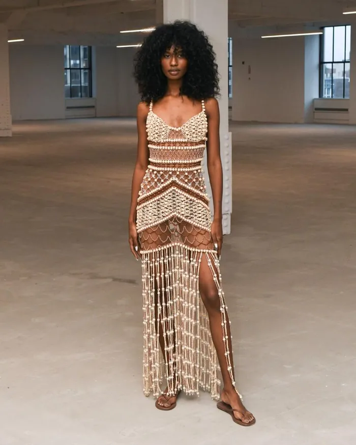 Dresses and Jumpsuits Women Patbo Wood And Crystal Beaded Gown Natural Dresses and Jumpsuits Women Patbo Wood And Crystal Beaded Gown Natural