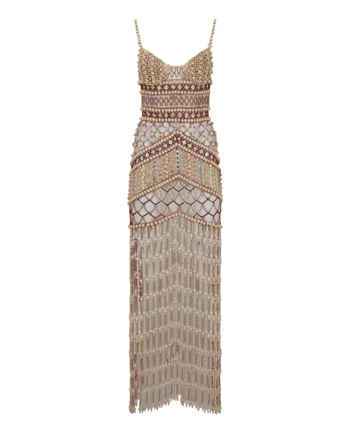 Dresses and Jumpsuits Women Patbo Wood And Crystal Beaded Gown Natural Dresses and Jumpsuits Women Patbo Wood And Crystal Beaded Gown Natural