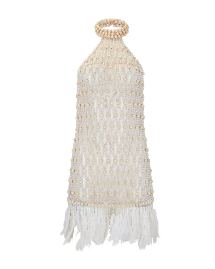Dresses and Jumpsuits Women Patbo Wood And Crystal Beaded High Neck Mini Dress Natural Dresses and Jumpsuits Women Patbo Wood And Crystal Beaded High Neck Mini Dress Natural