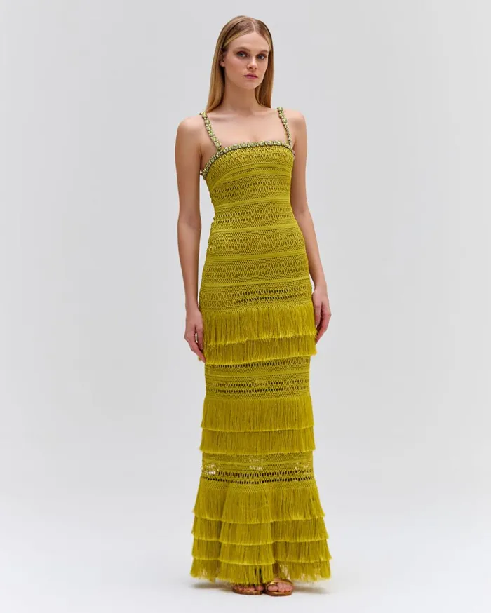 Dresses and Jumpsuits Women Patbo Woven Fringe Maxi Dress Absinthe