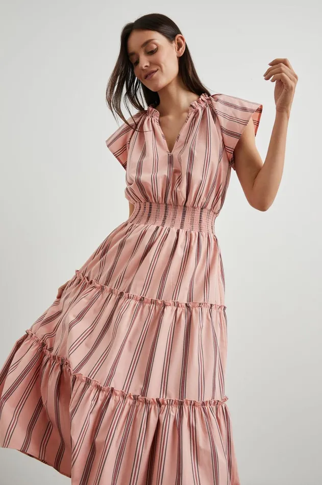 Dresses and Rompers Women Rails Amellia Dress Coral Navy Stripe