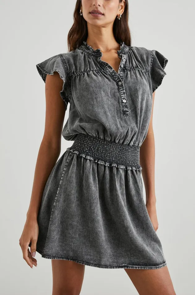 Dresses and Rompers Women Rails Amina Dress Black Acid Wash