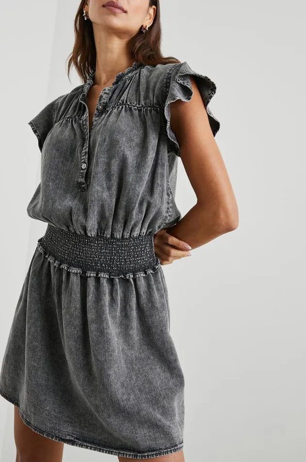 Dresses and Rompers Women Rails Amina Dress Black Acid Wash