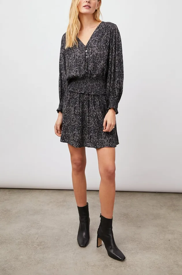 Dresses and Rompers Women Rails Zana Dress Charcoal Abstract Animal