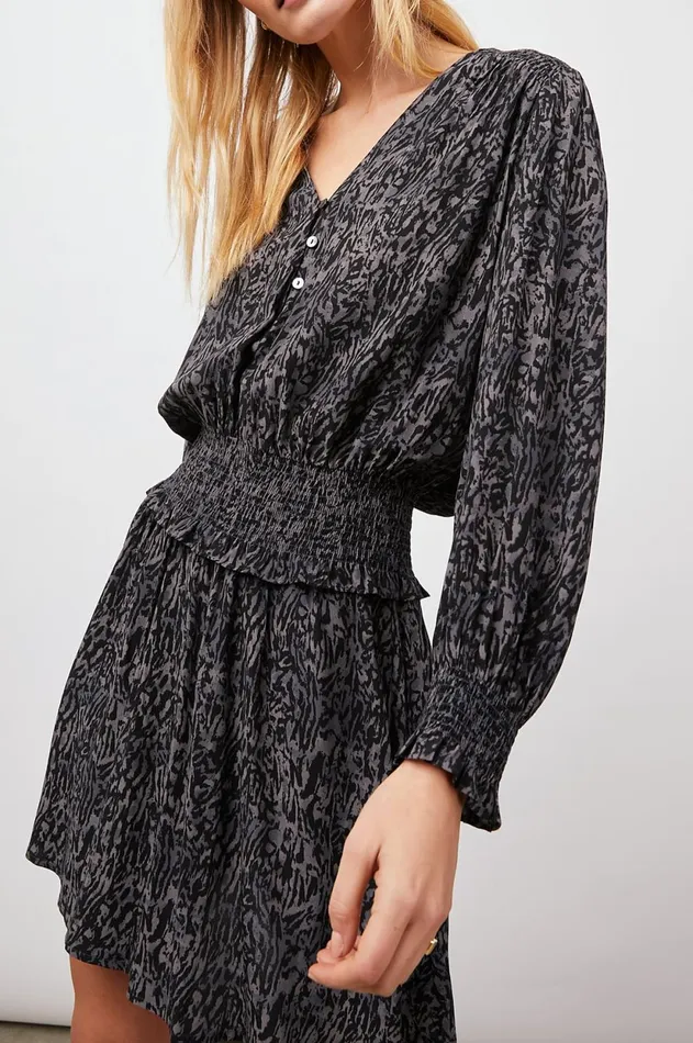 Dresses and Rompers Women Rails Zana Dress Charcoal Abstract Animal