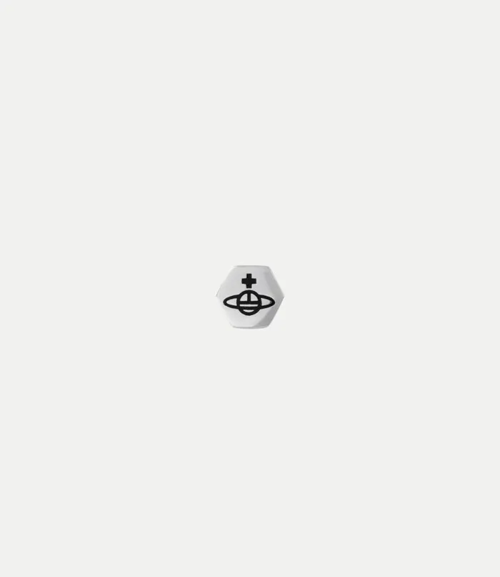 Earrings Men Vivienne Westwood Adel Single Stud In PlatinumBlackEnamel