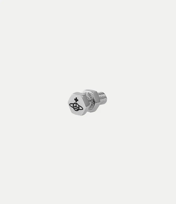Earrings Men Vivienne Westwood Adel Single Stud In PlatinumBlackEnamel