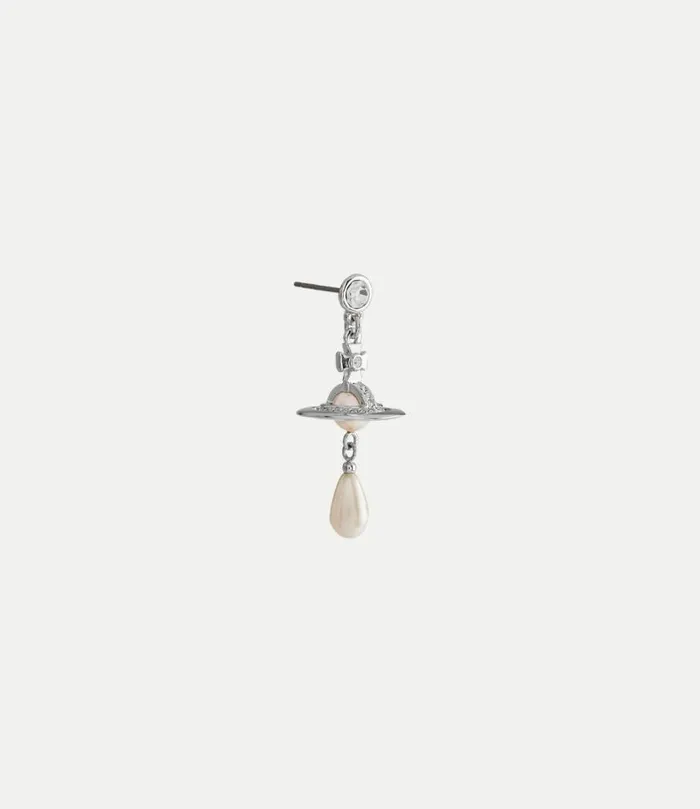 Earrings Men Vivienne Westwood Man Pearl Drop Single Earring In PlatinumPearlPearlCrystalCrystal