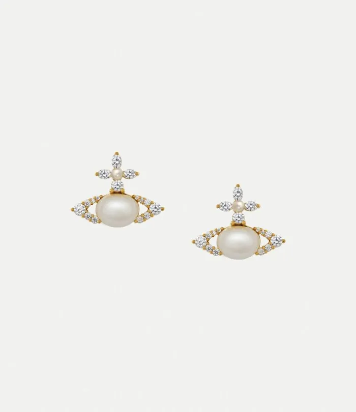 Earrings Women Vivienne Westwood Ada Earrings In GoldWhiteCzCreamrosePearl