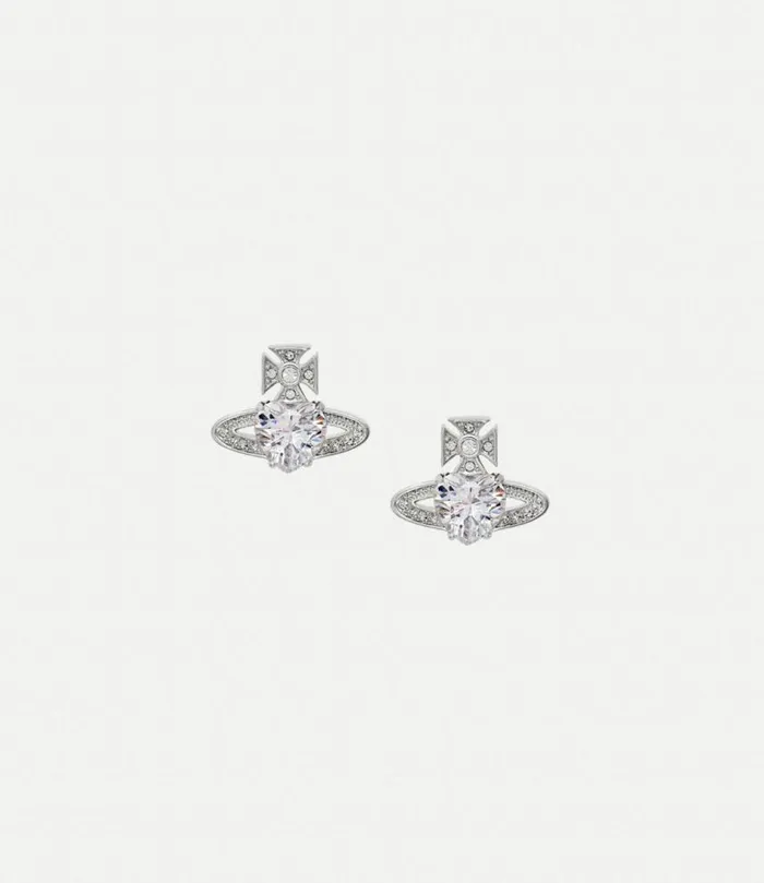 Earrings Women Vivienne Westwood Ariella Earrings In PlatinumWhiteCzCrystal