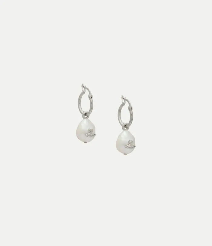 Earrings Women Vivienne Westwood Azul Hoop Earrings In PlatinumFreshwaterPearlPearl Earrings Women Vivienne Westwood Azul Hoop Earrings In PlatinumFreshwaterPearlPearl