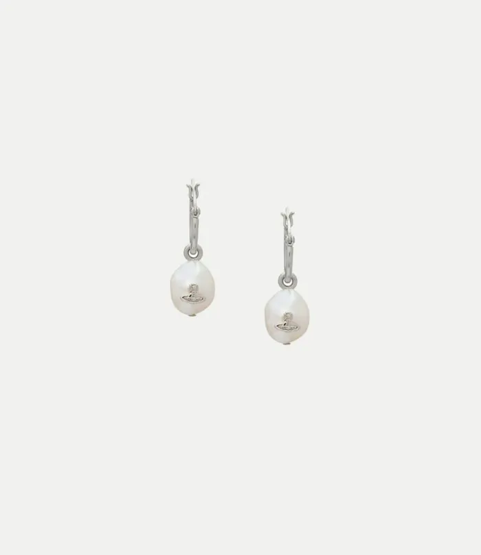 Earrings Women Vivienne Westwood Azul Hoop Earrings In PlatinumFreshwaterPearlPearl