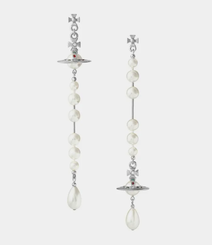 Earrings Women Vivienne Westwood Broken Pearl Earrings In PlatinumPearlMulti