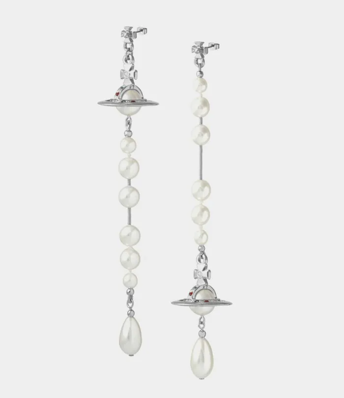 Earrings Women Vivienne Westwood Broken Pearl Earrings In PlatinumPearlMulti