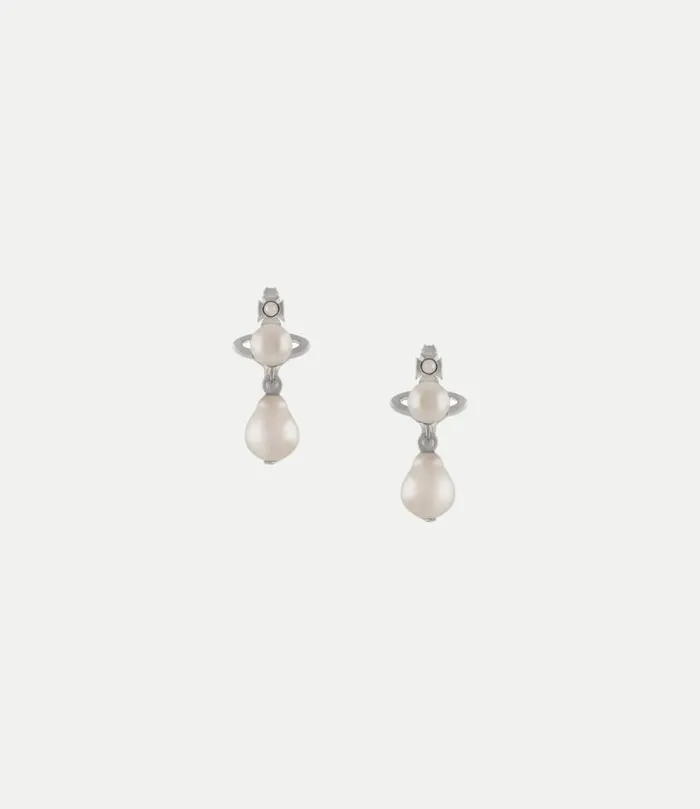 Earrings Women Vivienne Westwood Cybille Earrings In PlatinumCreamrosePearl