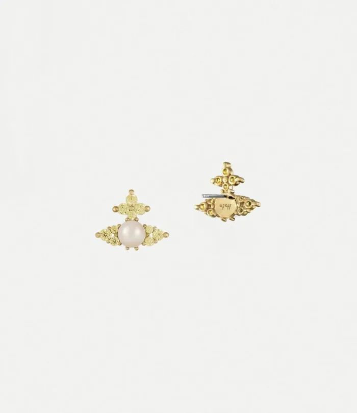 Earrings Women Vivienne Westwood Feodora Earrings In GoldJonquilNanoCrystalCzCreamrosePearl