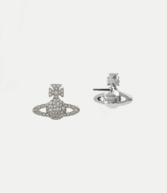 Earrings Women Vivienne Westwood Grace Bas Relief Stud Earrings In PlatinumCrystalCrystal