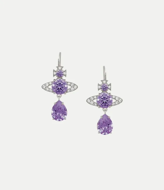 Earrings Women Vivienne Westwood Ismene Drop Earrings In PlatinumLavenderWhiteCz Earrings Women Vivienne Westwood Ismene Drop Earrings In PlatinumLavenderWhiteCz
