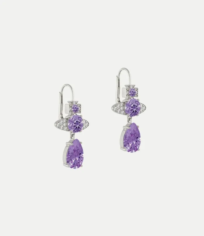 Earrings Women Vivienne Westwood Ismene Drop Earrings In PlatinumLavenderWhiteCz