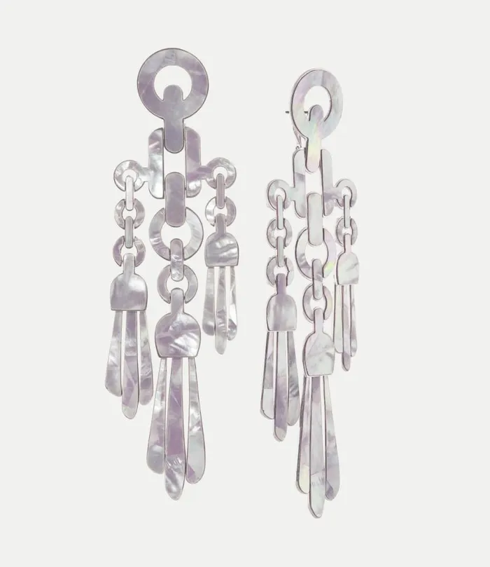 Earrings Women Vivienne Westwood Janetta Earrings In PlatinumAmethystMop