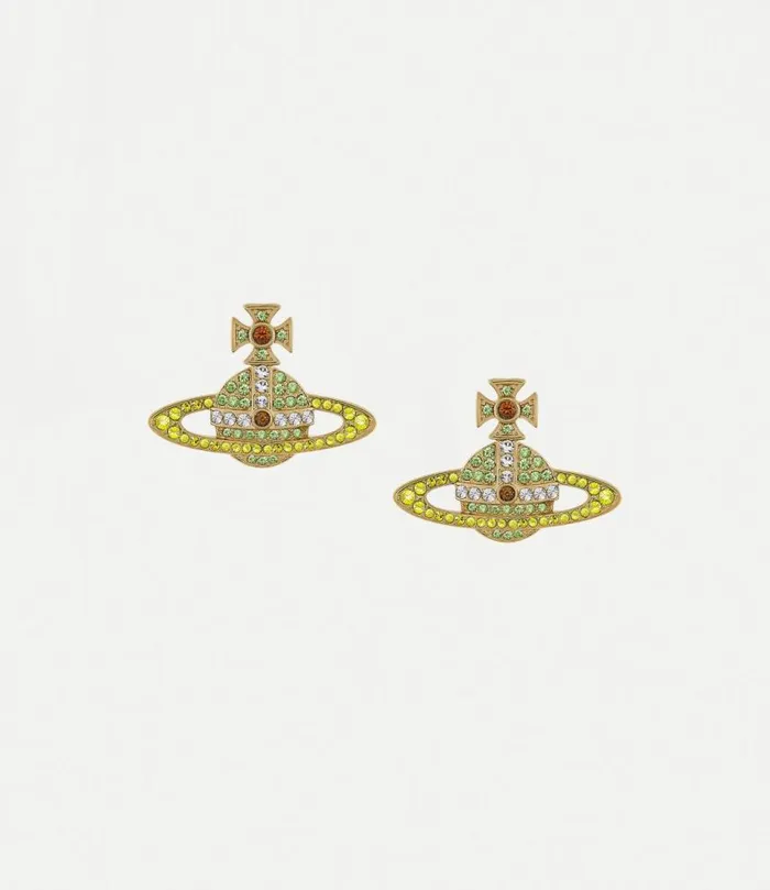 Earrings Women Vivienne Westwood Kika Earrings In GoldPeridotCitrineWhiteSmokedTopazCrystal Earrings Women Vivienne Westwood Kika Earrings In GoldPeridotCitrineWhiteSmokedTopazCrystal