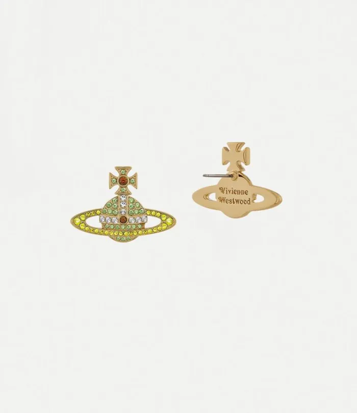 Earrings Women Vivienne Westwood Kika Earrings In GoldPeridotCitrineWhiteSmokedTopazCrystal