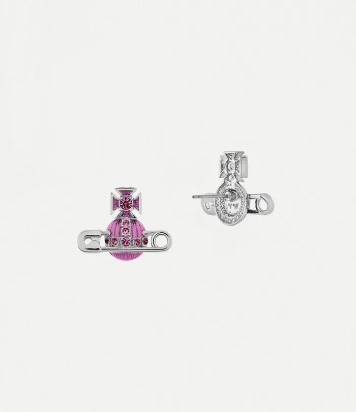 Earrings Women Vivienne Westwood Kitty Earrings In PlatinumRoseCrystalRoseEnamel
