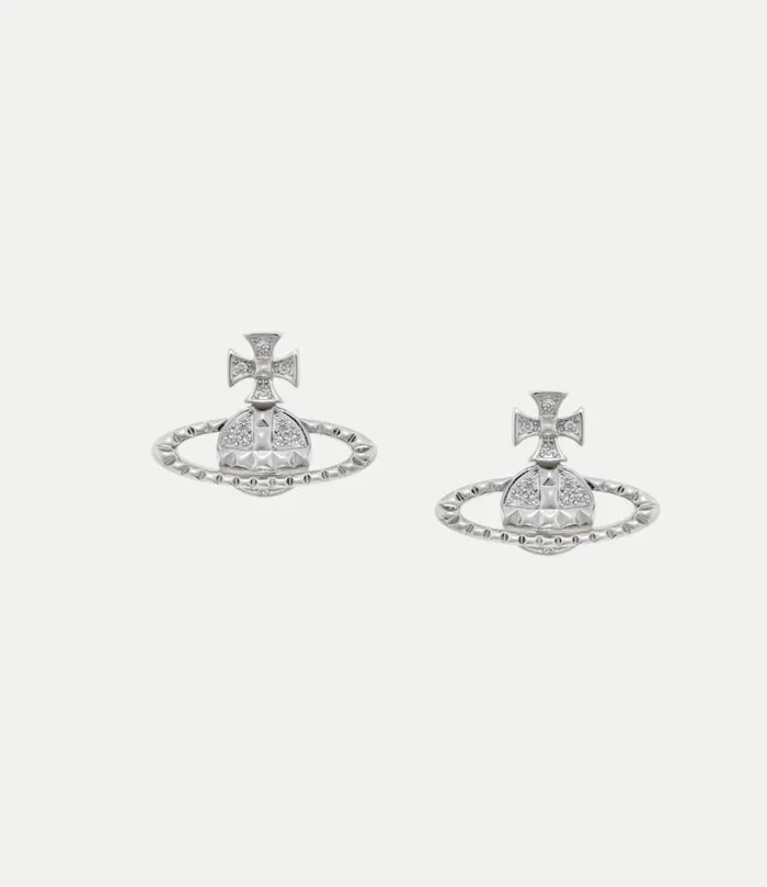 Earrings Women Vivienne Westwood Mayfair Bas Relief Earrings In RhodiumCrystal Earrings Women Vivienne Westwood Mayfair Bas Relief Earrings In RhodiumCrystal