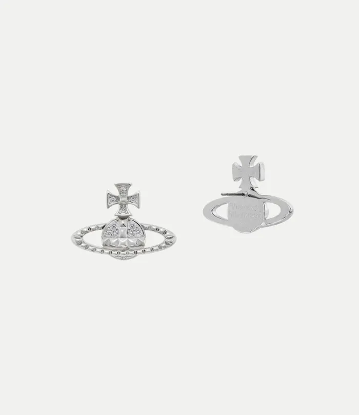 Earrings Women Vivienne Westwood Mayfair Bas Relief Earrings In RhodiumCrystal