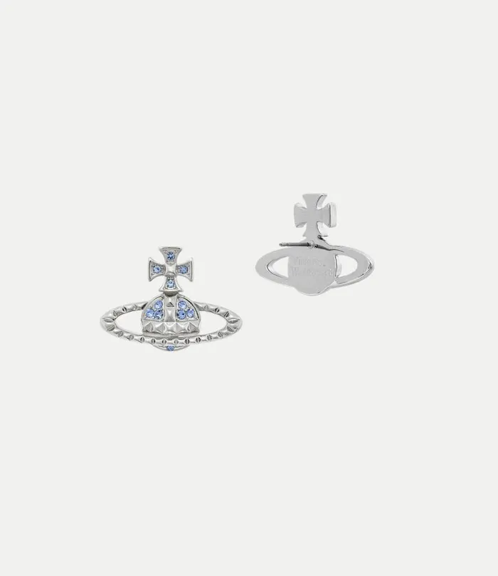 Earrings Women Vivienne Westwood Mayfair Bas Relief Earrings In RhodiumLightSapphireCrystal