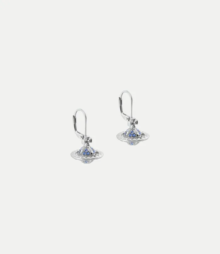 Earrings Women Vivienne Westwood Mayfair Small Orb Earrings In RhodiumLightSapphireCrystal