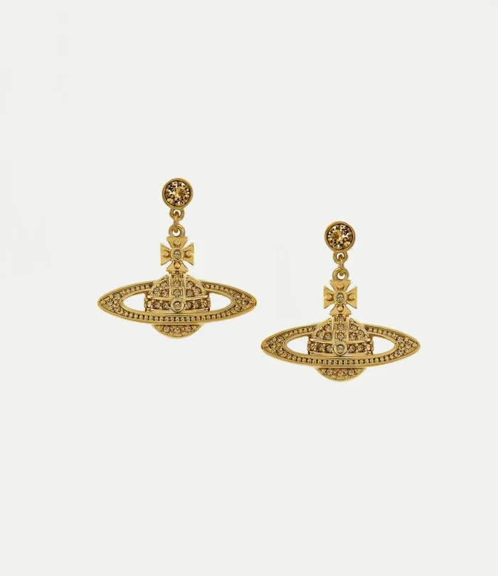 Earrings Women Vivienne Westwood Mini Bas Relief Drop Earrings In GoldLightColoradoTopaz