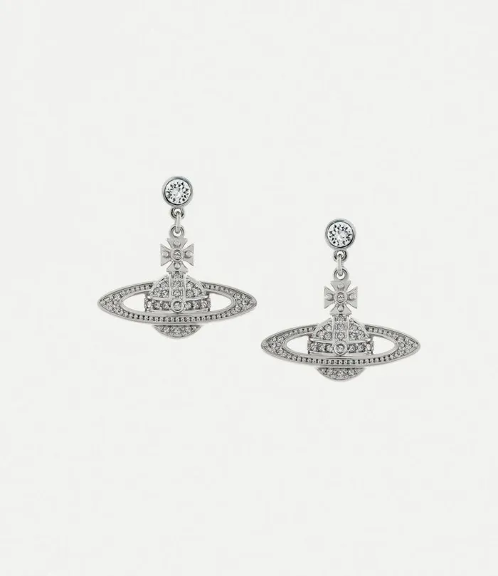 Earrings Women Vivienne Westwood Mini Bas Relief Drop Earrings In PlatinumCrystalCrystal Earrings Women Vivienne Westwood Mini Bas Relief Drop Earrings In PlatinumCrystalCrystal