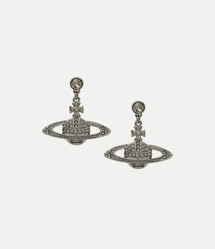 Earrings Women Vivienne Westwood Mini Bas Relief Drop Earrings In RutheniumBlackDiamond Earrings Women Vivienne Westwood Mini Bas Relief Drop Earrings In RutheniumBlackDiamond