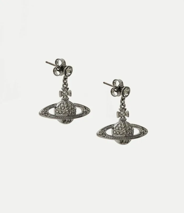 Earrings Women Vivienne Westwood Mini Bas Relief Drop Earrings In RutheniumBlackDiamond