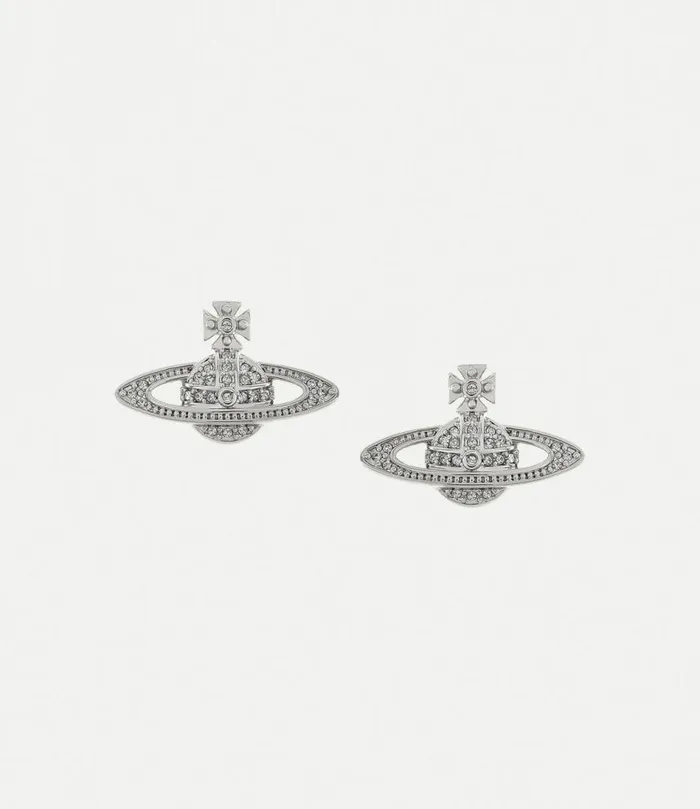 Earrings Women Vivienne Westwood Mini Bas Relief Earrings In PlatinumCrystalCrystal Earrings Women Vivienne Westwood Mini Bas Relief Earrings In PlatinumCrystalCrystal