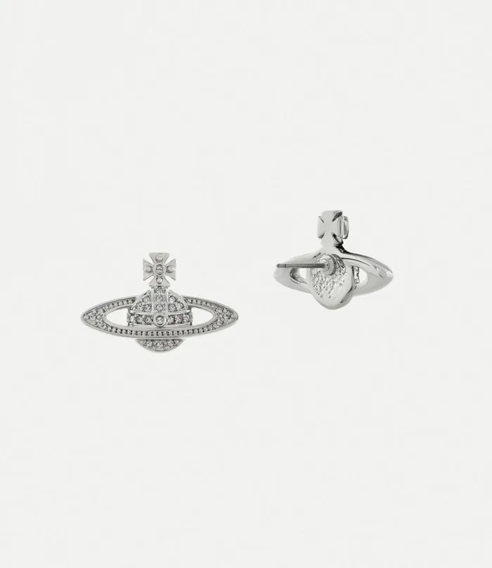 Earrings Women Vivienne Westwood Mini Bas Relief Earrings In PlatinumCrystalCrystal